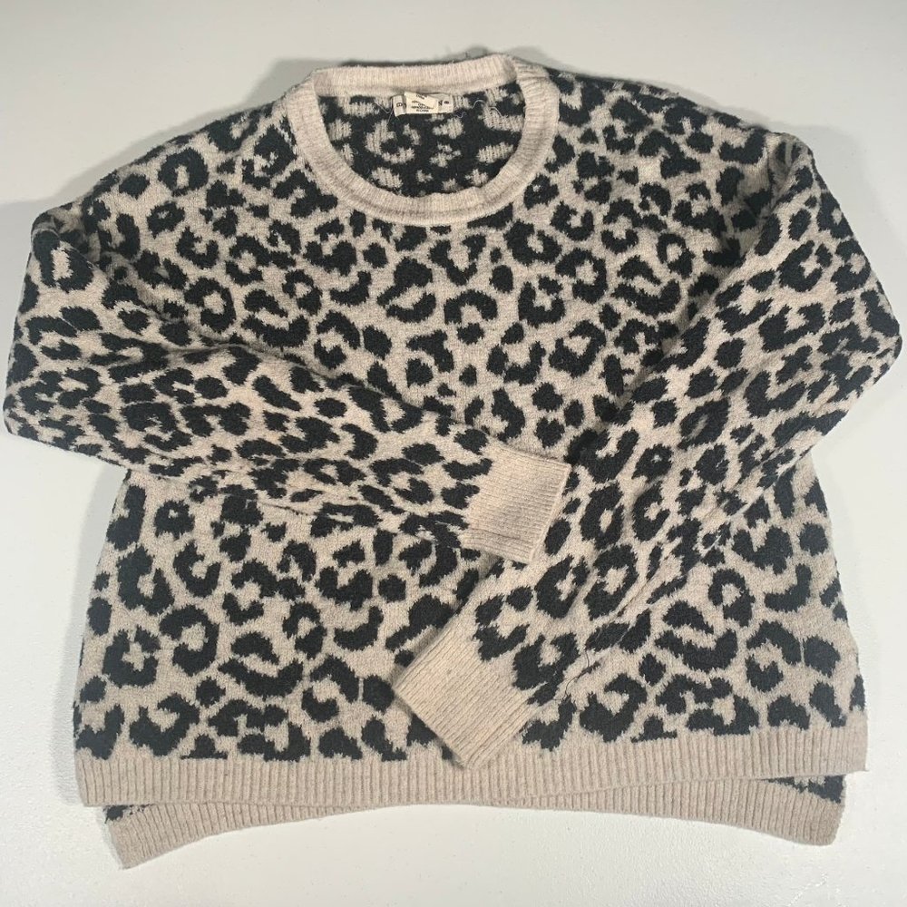 YET‎ AGAIN Leopard print cropped LONG SLEEVE sweater WOMENS SMALL
